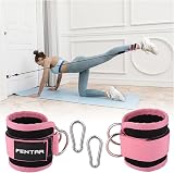 Fentar Adjustable Ankle Straps for Cable Machine Pink 2Pcs Double D Ring view 4
