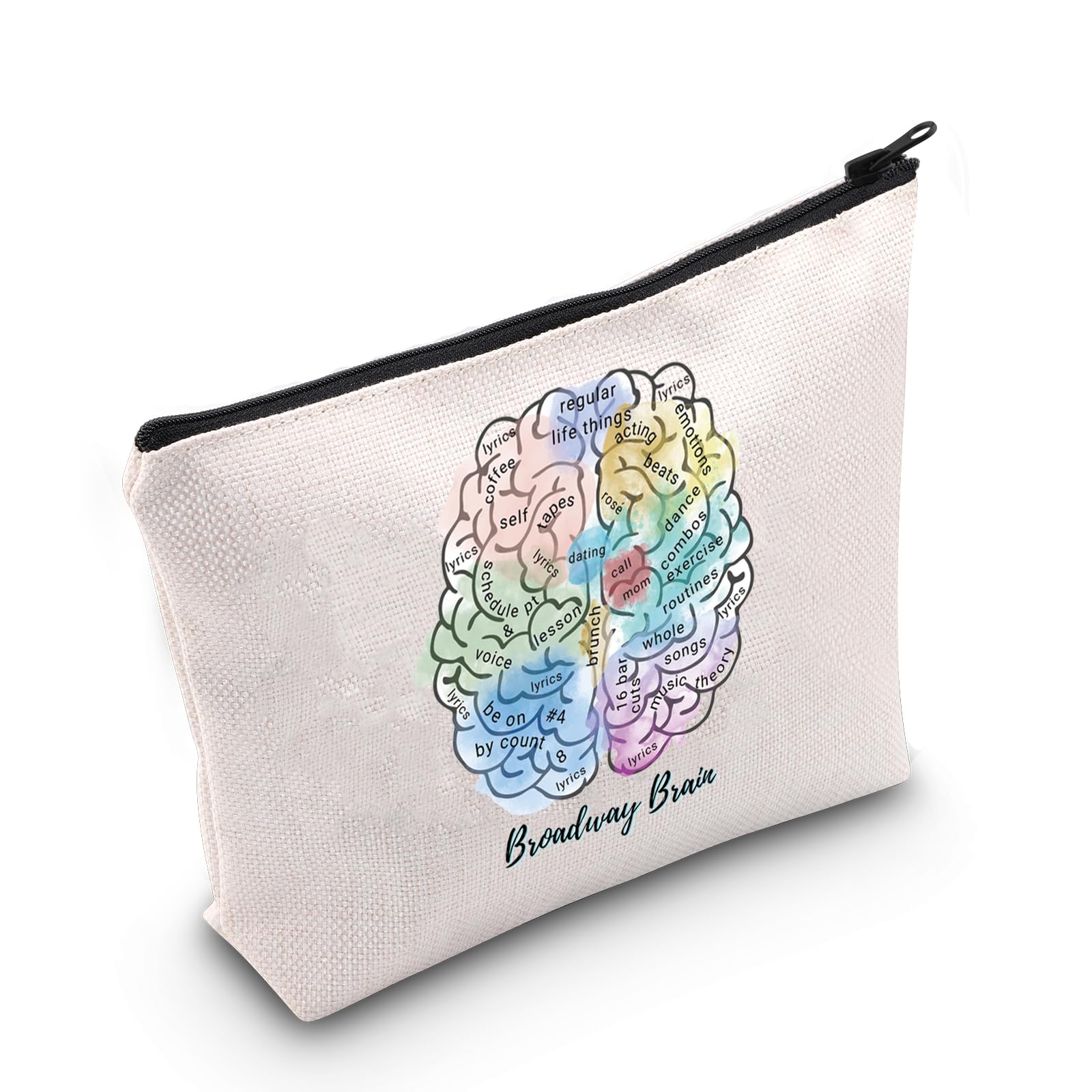 MYOSPARK Funny Broadway Musical Gifts Broadway Brain Makeup Bag Theatre Nerd Makeup Bag Theatre Gift for Actress Actors (UK Broadway Brain Bag)