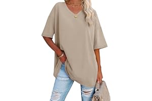 ATHMILE Womens Summer Oversized Shirts V Neck Plus Size Spring Workout Tops Beach Vacation 2025 Gym Clothes