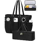 BAVERGE Lunch Tote Bag with Detachable Cooler, Waterproof Women Laptop Bag for Teacher Nurse Work Daily Travel Picnic Use