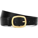 WHIPPY Women Leather Belt Casual Fashion Gold Buckle Leather Waist Belt for Jeans Pants Dresses Chic Ladies Belt