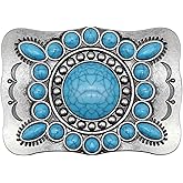 YOQUCOL American Western Cowboy Indian Elements Vintage Turquoise Belt Buckle For Men
