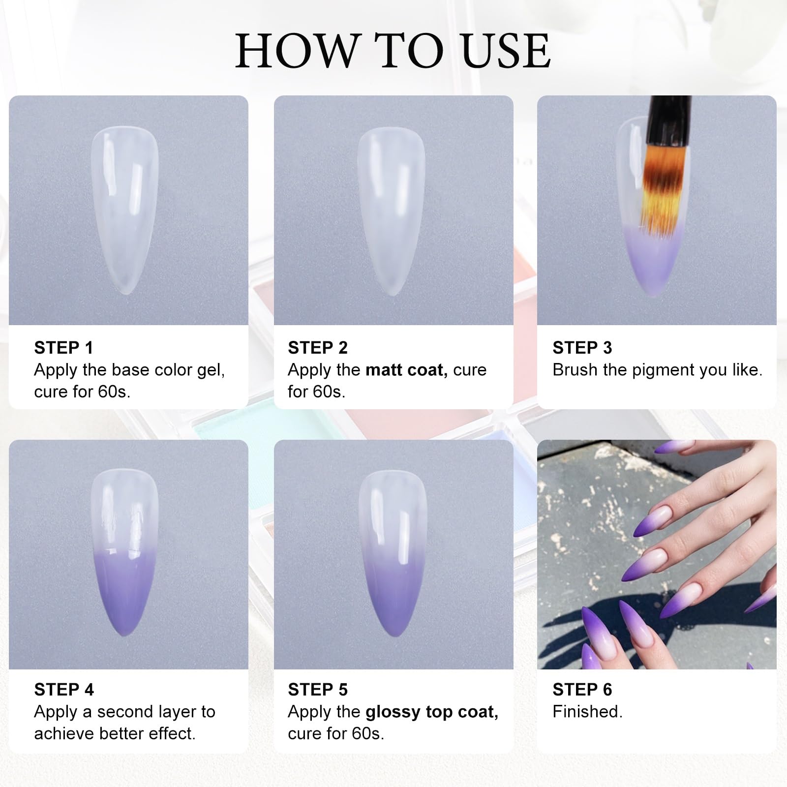 SUTOKAKA Ombre Nail Pigment Powder Set 9 Colors Solid Gradient Nail Powder Palette Colorful Nail Glitter Rub on Dust for Aura Nail Art Design Manicure Accessories - Image 6