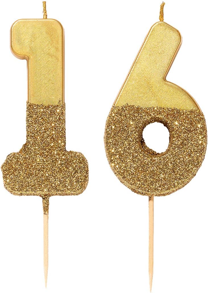 TalkingTables6 Birthday CandleCake TopperSingleGold Glitter, Height 8cm, 3" - Image 5