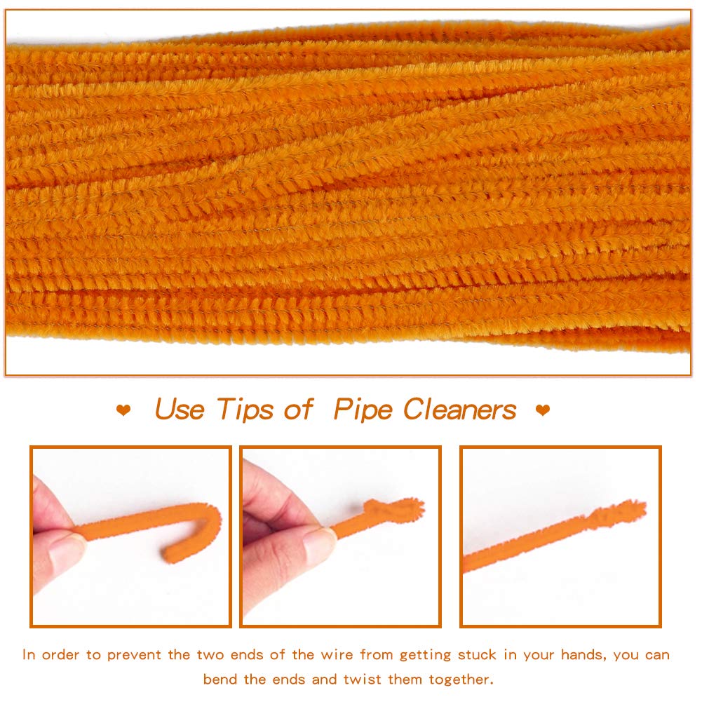 100 Pieces Pipe Cleaners Chenille Stem, Orange Pipe Cleaners Set for DIY Arts Crafts Decorations, Chenille Stems (Orange)