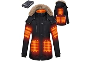 GOTOBI Heated Jackets for Women with 18400mAh 12V Battery Pack - Windproof Parka Womens Heated Jacket with Detachable Hood