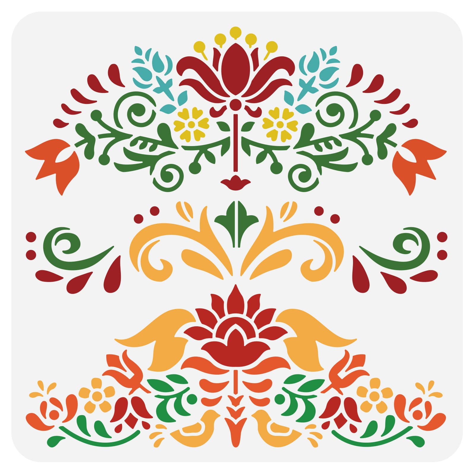 BENECREAT Polish Ethnic Folklore Painting Stencils, 30x30cm Stripe Theme Plastic Decoration Template for DIY, Engraving, Scrapbooking