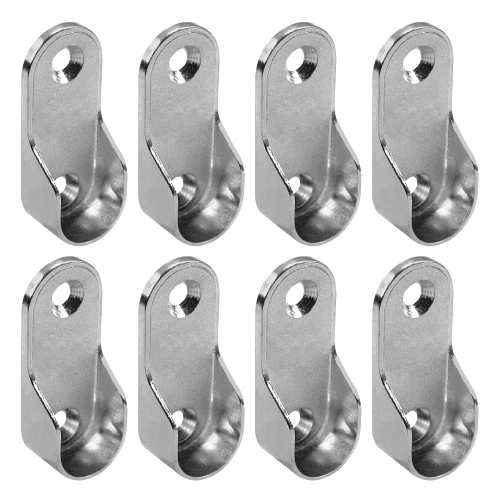 8pcs Oval Wardrobe Rail Ends Supports Rail Brackets, Wall Mount Wardrobe Rod Bracket, Clothes Rail Hanging Socket Closet, Wardrobe Rail Shower Curtain Rod Curtain Fittings