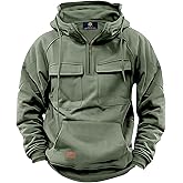 Herberton Men Tactical Hoodies Quarter Zip Long Sleeve Hooded Sweatshirts with Pockets (S-XXL)