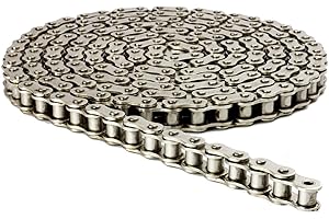 Jeremywell 40NP Nickel Plated Roller Chain 10 Feet with 2 Connecting Links, Heat Treated, Corrosion Resistant, Eliminates Stress Cracking, unwanted wear, and Easy Corrosion