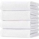 Homaxy 100% Cotton Oversized Waffle Weave Kitchen Dish Towels, Ultra Soft Absorbent Quick Drying Cleaning Towel, 20 x 28 Inches, 4-Pack, White
