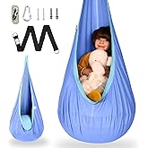 OUTREE Kids Pod Swing Seat, Cotton Child Hammock Swing Chair, Sensory Swing for Indoor and Outdoor Use, Macaron Light Purple