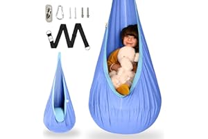 OUTREE Kids Pod Swing Seat, Cotton Child Hammock Swing Chair, Sensory Swing for Indoor and Outdoor Use, Macaron Light Purple