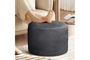 AS AWESLING Round Ottoman Foot Rest Pouf for Living Room Couch - Soft Plush Hassock