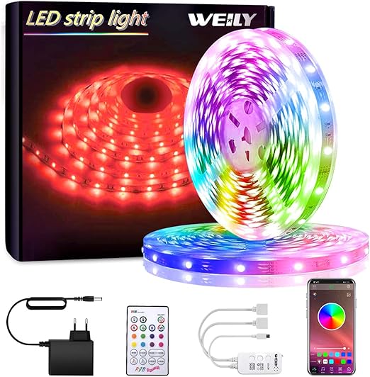 tiras led weily bluetooth luces led rgb 10m 5050 con control remoto control 150 tira led de brillo y 4 opciones diy para la habitacion dormitorio