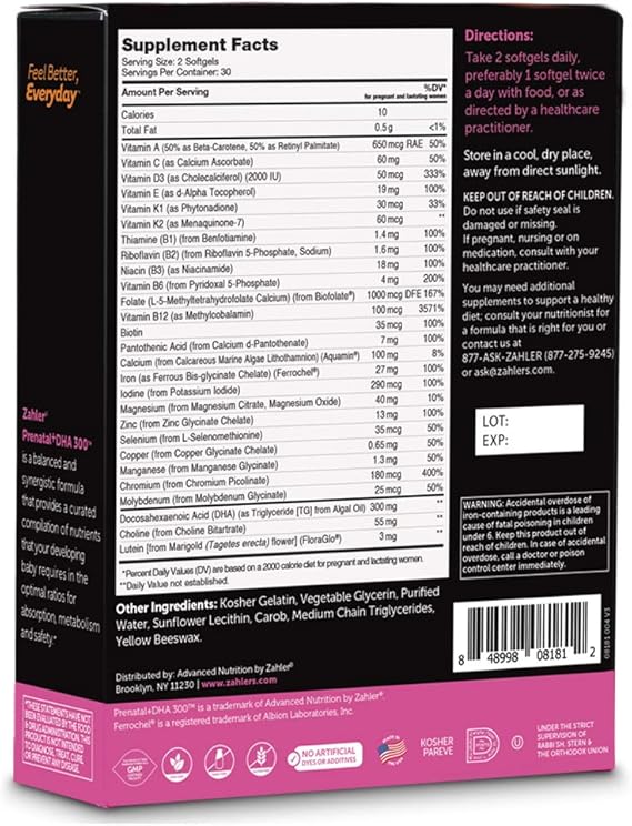 Zahler Prenatal Dha 300 60gelules Amazon Fr Hygiasne Et Soins Du Corps