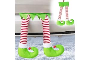 PAMASE Elf Leg for Car Trunk - Christmas Car Decoration, Rear Side Window Exterior Accessories Decor, Xmas Creative Gifts Stuffed Santa Claus Feet, Green Elf Boots Sticking Out of Trunk