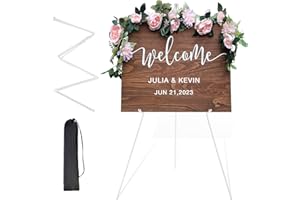 STARHOO Display Easel Stand for Wedding Sign & Poster 63'' Portable Art Easel for Floor Adjustable Metal Easel White