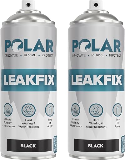 Polar Leak Fix Spray 2 x 400ml Black Instant Waterproof Sealant Roof Pipe Gutter