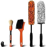 YeewayVeh 4PCS Car Wheel Brush Kit, Microfiber Wheel Cleaner Brush with Boar Hair Detailing Brush, Bendable & Durable Wheel and Tire Brush Kit for Cleaning Wheels, Tires