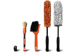 YeewayVeh Car Wheel Brush Kit, 4PCS Microfiber Wheel Cleaner Brush, Soft & Scratch-Free Detailing Brush and Tire Brush, Profe