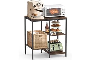 Kitchen Microwave Stand,4-Tier Adjustable Bakers Rack,Multi-Purpose Kitchen Storage Cart for Coffee Station,Space-Saving Meta
