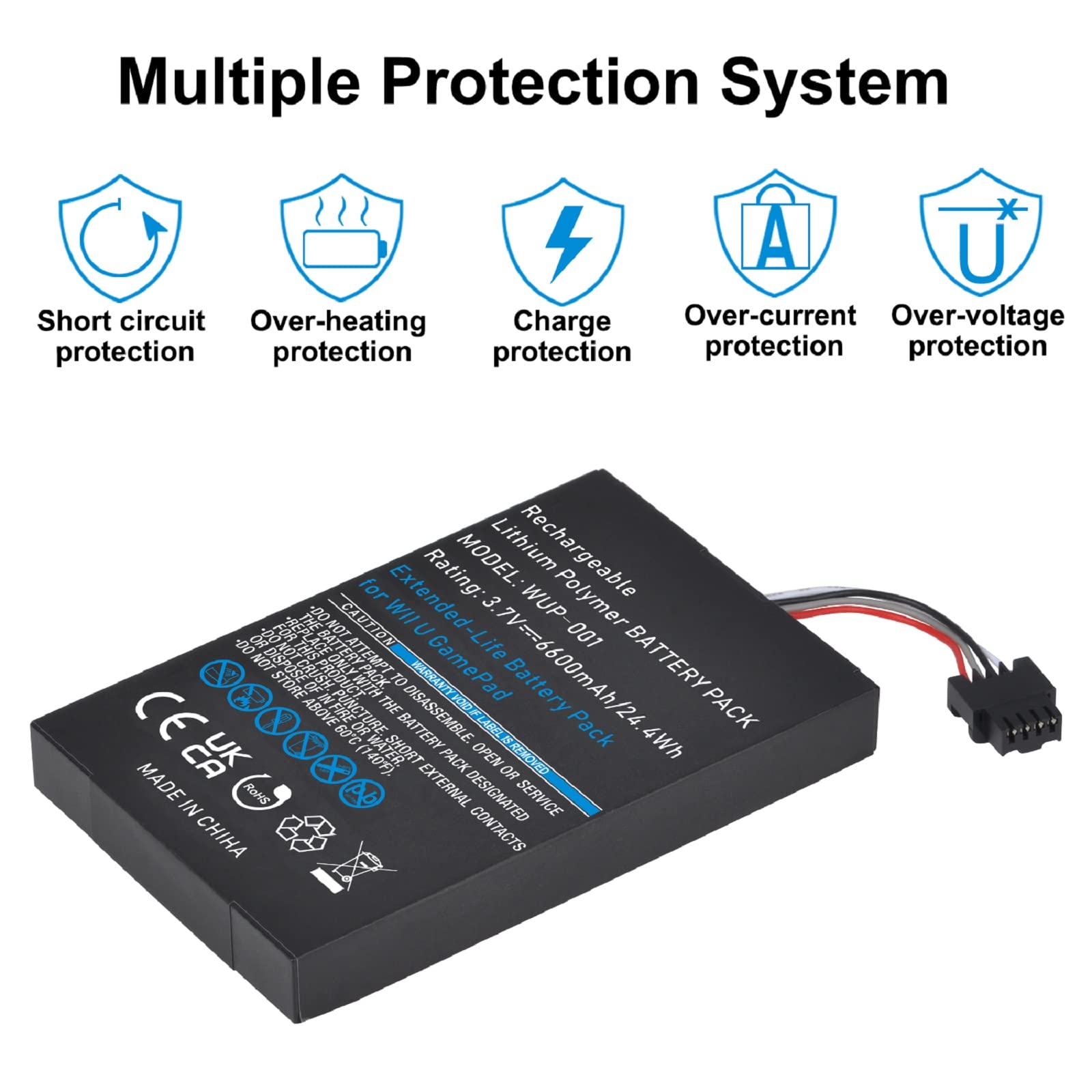 6600mAh Wii U Gamepad Battery, Rechargeable Wii U Battery Replacement for Nintendo Wii U Gamepad WUP-001 WUP-012 with Screwdriver