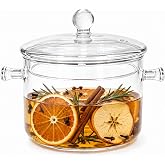 Glass Simmer Pot Potpourri for Stove Top, Glass Cooking Pots, 1.5L/50 FL OZ | Glass Pots for Cooking on Stove, Heat-Resistant Simmer Pot for Stove Potpourri, Saucepan Pot FIts for Cooking, Soup, Milk,Tea