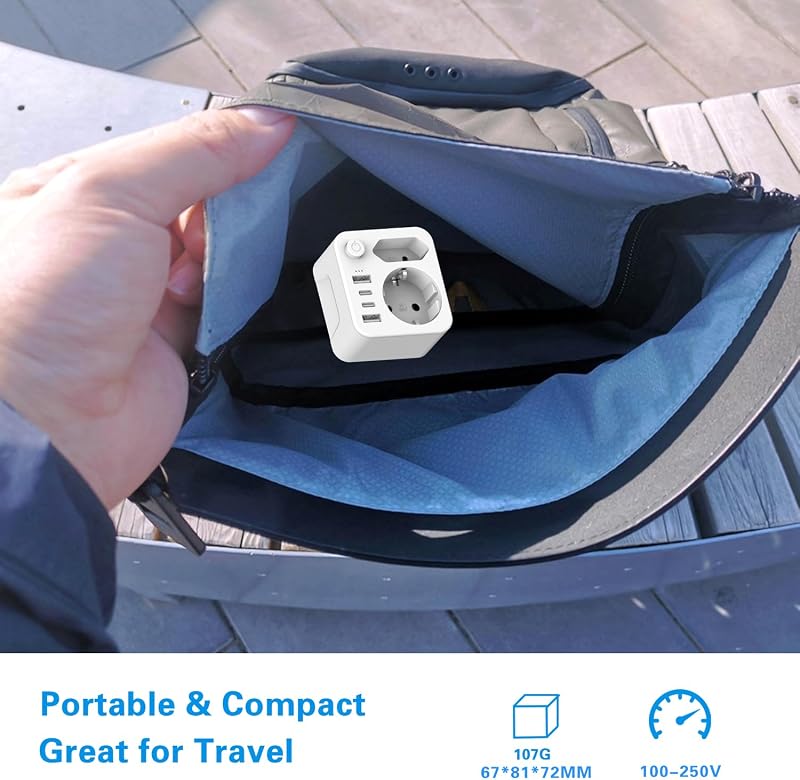 Mehrfachsteckdose mit 4 USB Netzteil,Steckdosen mit usb c, Mehrfachstecker für USB Steckdose,2 USB C Adapter und Doppelstecker Für Steckdose, Steckdosenadapter, — Foto 7 von 7