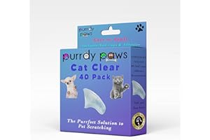 Purrdy Paws 40 Pack Soft Nail Caps for Cat Claws Clear Kitten