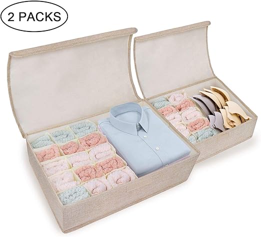 Amazon Com Leefe Drawer Organizer With Lids 2 Pack Foldable
