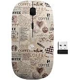 sanacci 2.4GHz USB Wireless Mouse, Coffee On Brown Pattern, Ergonomic Slim Computer Mice for Kids