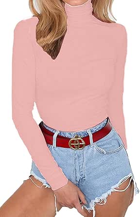 Amazon.com: Allegrace Women's Long Sleeve Turtleneck Bodycon Stretch Bodysuit Jumpsuit Rompers 