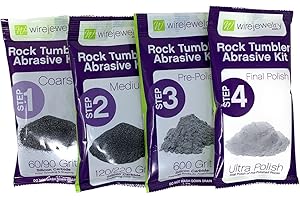 Wirejewelry 4 Step Rock Tumbler Abrasive Grit and Polish Kit, Single Batch