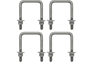 Square U Bolt with Hardware for Boat Trailer, Galvanized Steel, 1/2" Diameter x 3-1/16" x 4-5/16" for 3x3 Beam (4 Pack)
