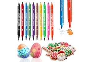 Edible Markers Food Coloring Pens Fine and Thick Tip Food Grade Gourmet Writers for Cookies DIY Fondant Cakes Baking Party De