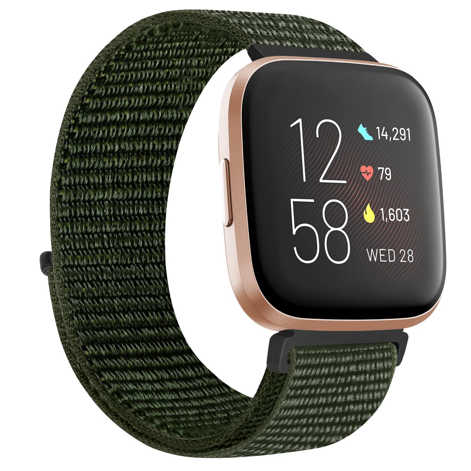 KIBDSNG Nylon Strap Compatible with Fitbit Versa 2 Strap/Versa Lite/SE/Versa Strap, Soft Adjustable Woven Sport Wristbands Replacement Band for Men Women