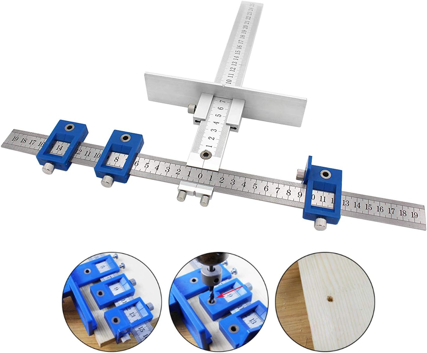 Drill Punch Locator Metric Ruler Quick Cabinet Drilling Jig