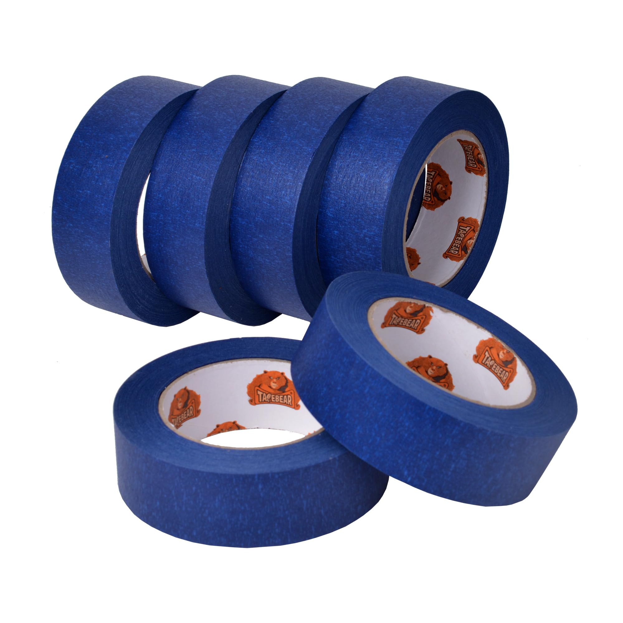 TAPEBEAR Blue Masking Tape, Painters Tape, Residue Free Blue Tape, Decorators Artist Tape with Sharp Lines for Painting, Anti-UV, 1.41 inch x 60 Yard (36mm x55m), 6Rolls