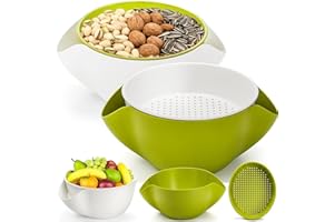 Pumtus 2 Pack Pistachio Bowls, Large Nut Bowl with Shell Holder, 10 Inch Double Dish Snack Bowl, Candy Peanut Serving Bowl, P