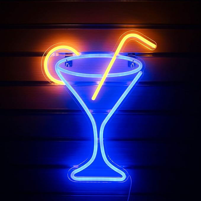 Cocktail Glass Neon Signs Led Neon Sign Light Big Night Light for Room