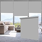 LUCKUP 100% Blackout Waterproof Fabric Window Roller Shades Blind Thermal Insulated UV Protection for Bedrooms Living Room Bathroom Office Easy to Install 21" W x 79" L(Grey)
