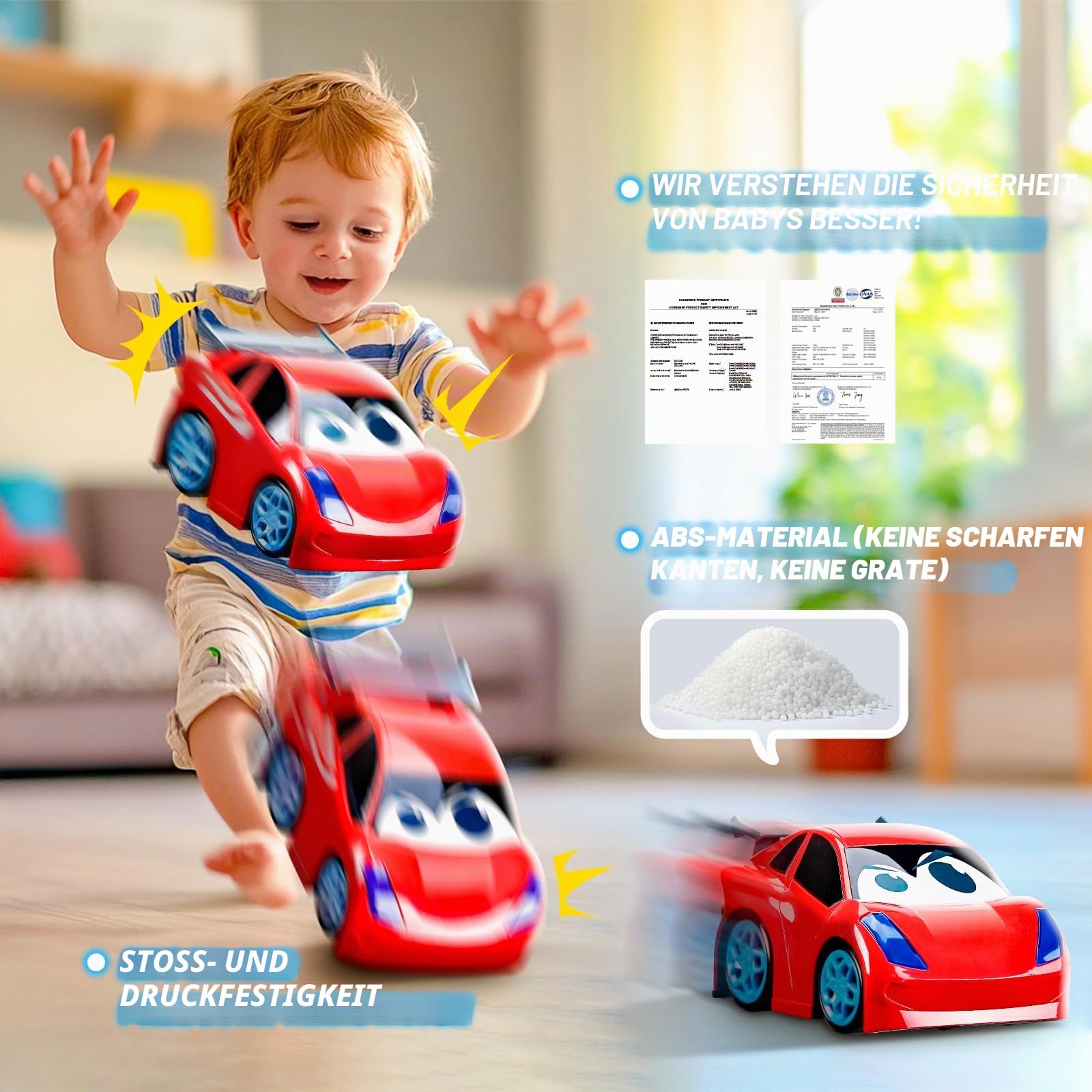 AEROQUEST Ferngesteuertes Auto ab 2 3 Jahre,Das erste RC Cartoon Auto mit Lichtern und Geräuschen Kleinkinder Spielzeug für Junge ab 2 3 Jahren Geburtstags Halloween Weihnachts Neujahr Geschenk 3