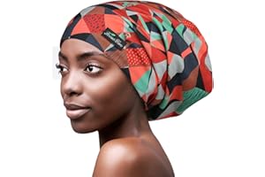 FocusCare Adjustable Satin Lined Sleep Cap for Dreadlocks Curly Hair Large Head-Stay On Overnight