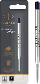 PARKER Ballpoint Pen Refill Fine Tip Black QUINKflow Ink 1 Count