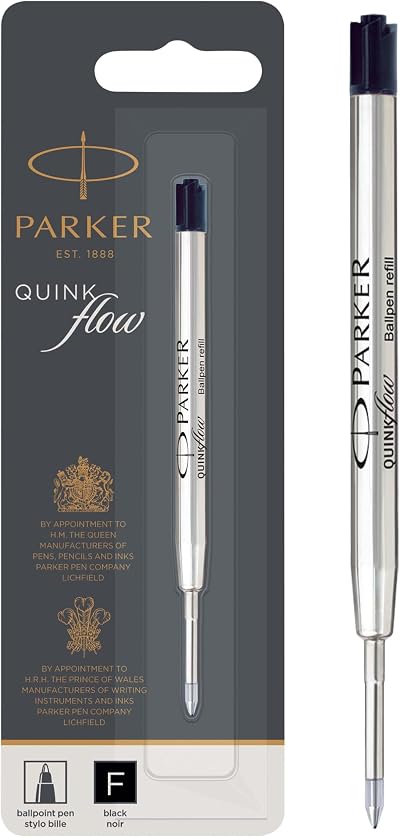 PARKER Ballpoint Pen Refill Fine Tip Black QUINKflow Ink 1 Count