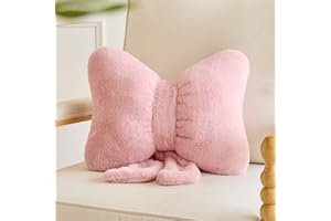Lfsaaj Bow Throw Pillow, Bow Decorative Pillows, Aesthetic Room Decor Bow Pillows, Cute Coquette Bow Shaped Plush Lumbar Pillow for Bed Couch Living (Dusty Pink 12 Inch)
