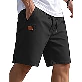 COOFANDY Mens Casual Shorts 9" Chino Cotton Shorts Summer Beach Drawstring Shorts with Pockets