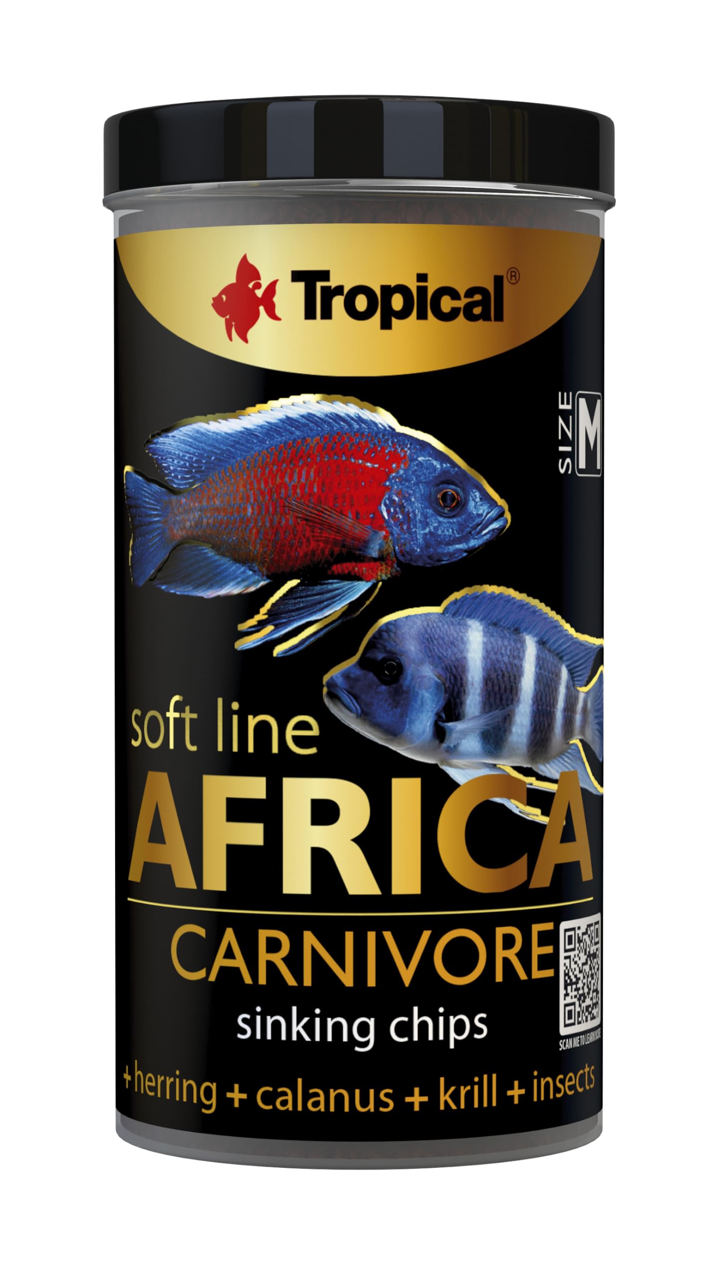Tropical SOFT LINE AFRICA CARNIVORE SIZE M 250ml / 130g - sinking chips rich in crustaceans for carnivorous & omnivorous african fish > 10 cm