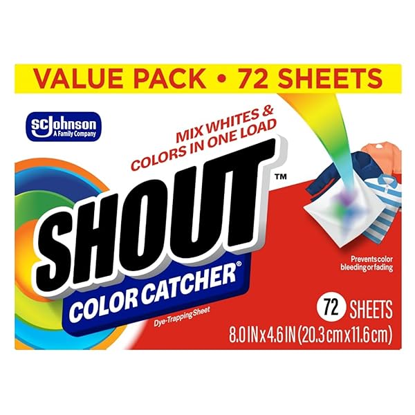 SHOUT COLOR CATCHER SHEETS FOR LAUNDRY, MAINTAINS CLOTHES ORIGINAL COLORS, 72 COUNT